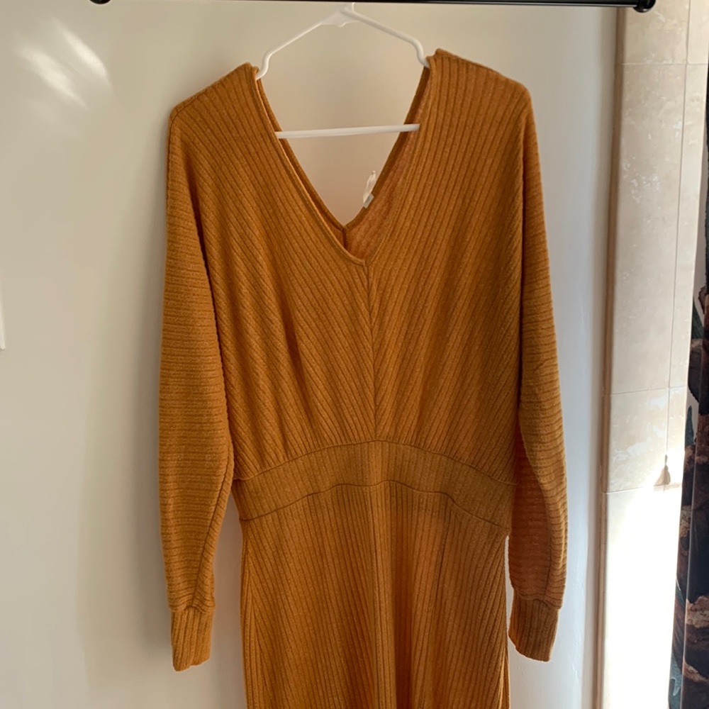 Anthropologie orange maxi dress with leg slit